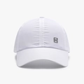 Minimalist white quick-dry baseball cap with breathable laser holes and metal logo - White(25A344)