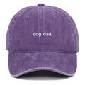 Classic dark purple washed cotton baseball cap with white dog dad embroidery on front - Adjustable / Purple