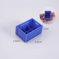 Miniature blue plastic beer crate model for DIY dollhouse scenes with scale reference - Blue-Beer Crate