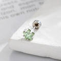 Star-shaped stud earring with light green zircon and polished silver finish - Mint Green Star (Single)