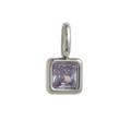 Square princess cut purple zircon pendant with silver finish diy necklace accessory - June Birthstone Pendant - Steel Color
