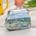 Artistic oil painting coin purse with metal clasp featuring a floral landscape design - 3003-6# Van Gogh Pastoral