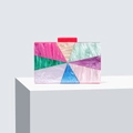 Colorful geometric acrylic clutch bag with marble patterns for wedding and parties - Rose Red