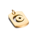 Rechteckiger vergoldeter Edelstahl-Anhänger mit Mond- und Stern-Ausschnitt-Design - Goldfarbe Stern-Mond