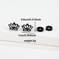 Detailed view of black cutout lotus flower earrings with dimensions 0.8cm by 1cm - Lotus Shape (084 Black) / Black