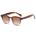 Retro round tortoiseshell sunglasses with brown gradient lenses and silver accents - Leopard Top Tea Bottom Gradient Tea (C10)