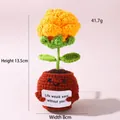 Handmade crochet positive yellow flower in a brown smiling pot with message card - Positive Potted-Yellow Rose