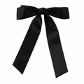 Eleganter großer schwarzer Satin-Schleifen-Haarclip mit fließenden langen Bändern - Schwarz