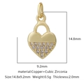 Golden heart pendant with cubic zirconia inlay and 14.8x9.2mm size specifications - White Zirconia Style 11 / Gold