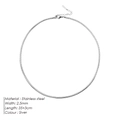 2.5mm silver stainless steel snake chain necklace for women and men, 35+3cm length - 2.5mm/35+3cm / Steel Color (YX15682)