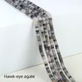 Natural hawk-eye agate cylinder beads in grey and black patterns for DIY jewelry making - 2x4mm Spacer Beads (Approx. 150 Beads/Strand) / Hawk-eye Agate