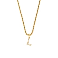 18K gold plated rope chain necklace with a pearl-inlaid letter L pendant for women - Letter L