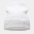 Détail du bonnet en maille côtelée blanche avec revers pour la chaleur hivernale - 206# Blanc Décoloré