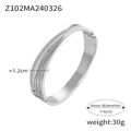 British style silver geometric titanium steel bangle with industrial stripe texture - Z102 - Steel Color