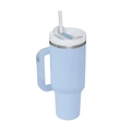 40oz light blue stainless steel thermal mug with handle and straw on white background - Second Generation 40oz Light Blue / 40oz