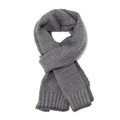 Winter men's grey knitted scarf with waffle pattern texture and ribbed cuffs - Scarf-Gray