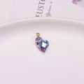 Ciondolo a cuore in cristallo sfumato colorato con gancio dorato per gioielli DIY - Cuore storto