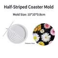 Striped round silicone coaster mold BD134 for DIY resin casting, size 10x10x0.8cm - Half Stripe Round