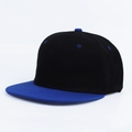 Klassische Snapback Baseballkappe in Schwarz-Blau mit flachem Schirm und 6-Panel-Struktur - Schwarz & Blau