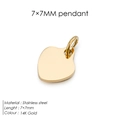 Colgante de corazón de acero inoxidable pulido en acabado oro de 14K, medida 7x7mm - Corazón / 7x7mm / Dorado