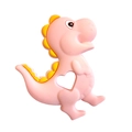 Pink dinosaur silicone baby teether with heart-shaped grip and soft textured bumps - Dinosaur Teether / Pink