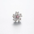 Orecchino a fiore in acciaio al titanio con gemma rosa e petali effetto opale - Stile Fiore (A132-5#)