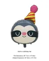 Sloth shaped foil balloon with party hat for children birthday decoration 71x48cm - Birthday Hat Sloth