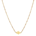 Detailansicht des goldenen Hamsa-Hand-Anhängers an Kette mit rosa Emaille-Perlen - Sl053-pink Halskette