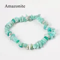 Amazonite stretch bracelet made of irregular polished natural crystal stone chips - Amazonite
