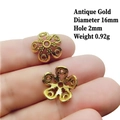 Detail view of antique gold 16mm hollow flower bead cap for DIY jewelry accessories - 3# Antique Gold