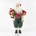 60cm Santa doll in plaid shirt and cream vest holding a small dog Christmas ornament - Style 26 Fine Plaid Shirt Off-white Vest Holding Dog 60cm