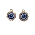 Classico ciondolo a cerchio malocchio dorato con resina blu e strass bianchi brillanti - Base Oro-Occhio Rotondo Blu Bianco (14#)