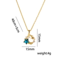 Gold celestial necklace with blue star pendant, 15mm size details and 40cm chain - 352 Pentagram Star Gold