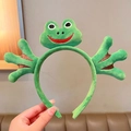Cute green frog plush headband for washing face, soft non-slip hair accessory for women - Palm Frog