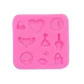 Stampo in silicone rosa con forme di cuore e vestito per fondant e cioccolato, 8x8x1cm - 1# Stile di Moda (Rosa)