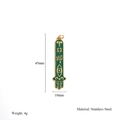 Grüner Fatima-Hand-Anhänger aus Edelstahl mit Maßen und Gewichtsangaben - Grüne Hamsa-Hand