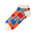 Socquettes en coton à motifs géométriques losanges colorés rouge, bleu et orange - 36-44 / Grille Multicolore
