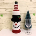 Housse de bouteille de vin de Noël tricotée avec motif de bonhomme de neige festif - Bonhomme de Neige