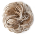 Messy bun hair piece extension in mixed blonde and light brown synthetic fibers - 27T60 Honey Blonde Ombre Silver