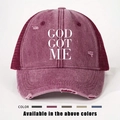 Vintage truckerpet met GOD GOT ME-print, mesh-achterkant en verstelbare sluiting - Eén maat / Bordeauxrood