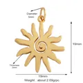 Golden sun pendant charm with spiral texture, 19mm diameter for DIY jewelry making - Gold Spiral Sun Geometric