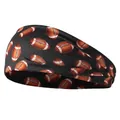 Elastic black sports headband featuring an all-over American football print pattern - Football Black Pattern