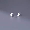 Minimalist S999 sterling silver moon shaped stud earrings in polished silver finish - Moon