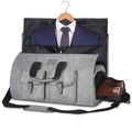 Grey large capacity travel garment bag with suit storage and adjustable shoulder strap - Light Gray (Textured Fabric)
