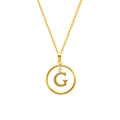 Gold plated titanium necklace with crystal zircon letter G pendant for women - Letter G (S-N051-G)
