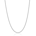 Detailed view of a silver-colored stainless steel rope chain showing spiral woven texture - Rope Chain Necklace / Steel