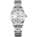 ORUSS women's quartz watch with silver steel strap, white sunburst dial and day-date display - Silver Strap - White Dial