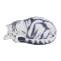 Non-slip grey and white striped tabby cat shaped floor mat in sleeping pose for home decor - 66x125CM / Short-hair Cat