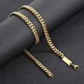 Collana a catena cubana dorata lucida da uomo con piastrina rettangolare e chiusura a moschettone - Collana Oro (60cm)