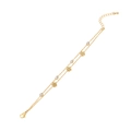 Bracciale a doppio strato dorato con ciondoli camelia traforati e zirconi a goccia - Camelia Traforata Con Stile Zirconia a Goccia (4#)